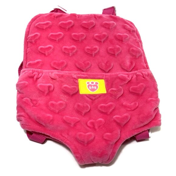 Build A Bear BAB Plush Backpack Carrier Pink Hearts Adjustable Straps - Picture 1 of 6